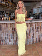 Women's Outfits & Sets Square Neck Sleeveless Top and Ruched Skirt Set