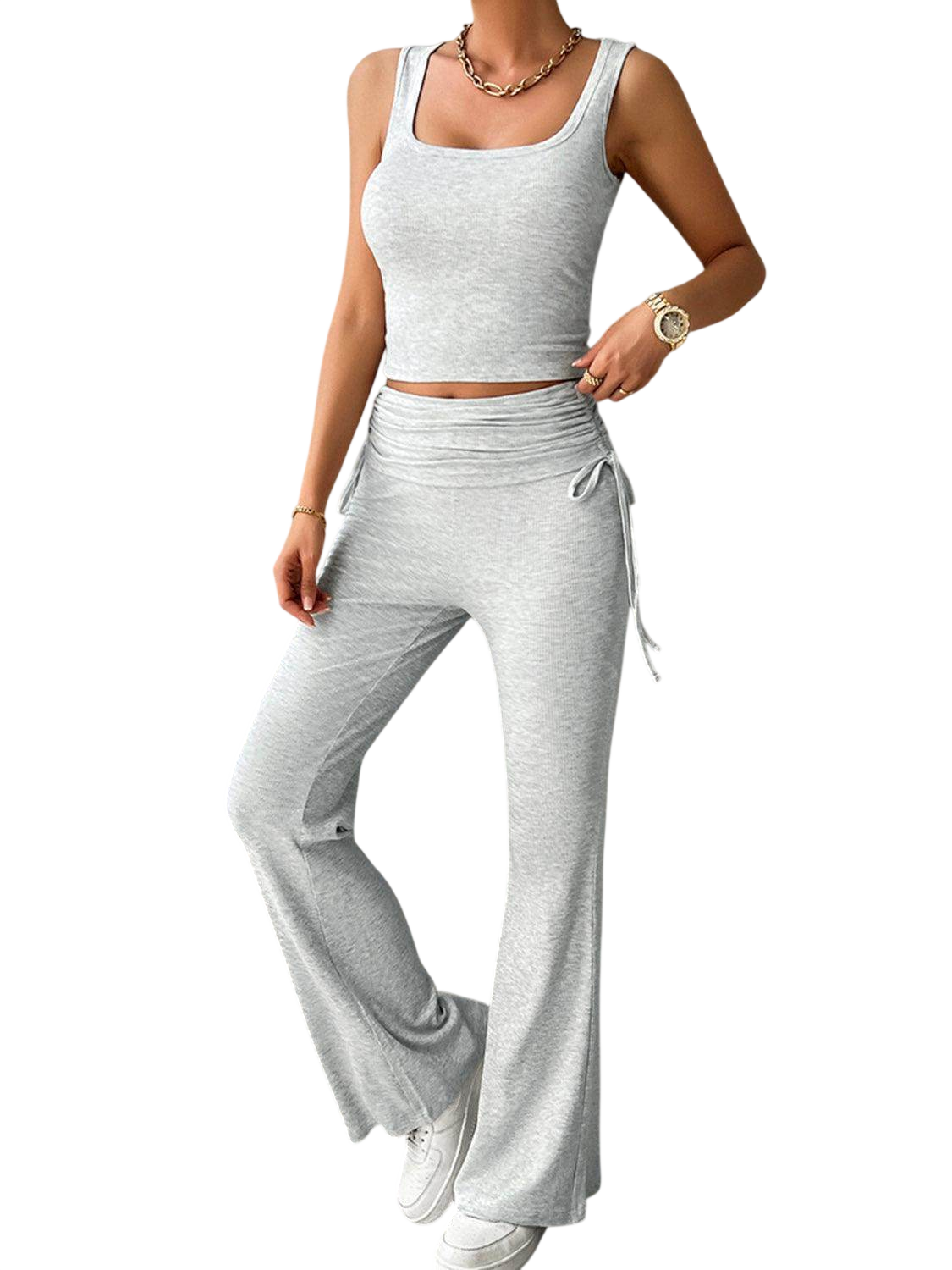 Vacation Outfits for Women - Square Neck Tank and Drawstring