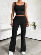 Square Neck Tank and Drawstring Pants Set - VacationGrabs