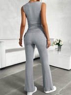 Square Neck Tank and Drawstring Pants Set - VacationGrabs