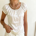 Women's white square neck top in soft cotton, casual wear