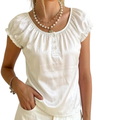 Women's Square Neck Top with Flutter Sleeves
