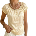 Women's Square Neck Top with Flutter Sleeves