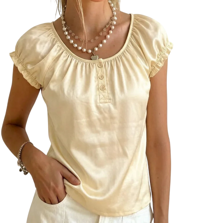 Women's Square Neck Top with Flutter Sleeves