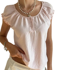 Women's Square Neck Top with Flutter Sleeves