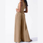 Square Neck Wide Strap Jumpsuit - VacationGrabs