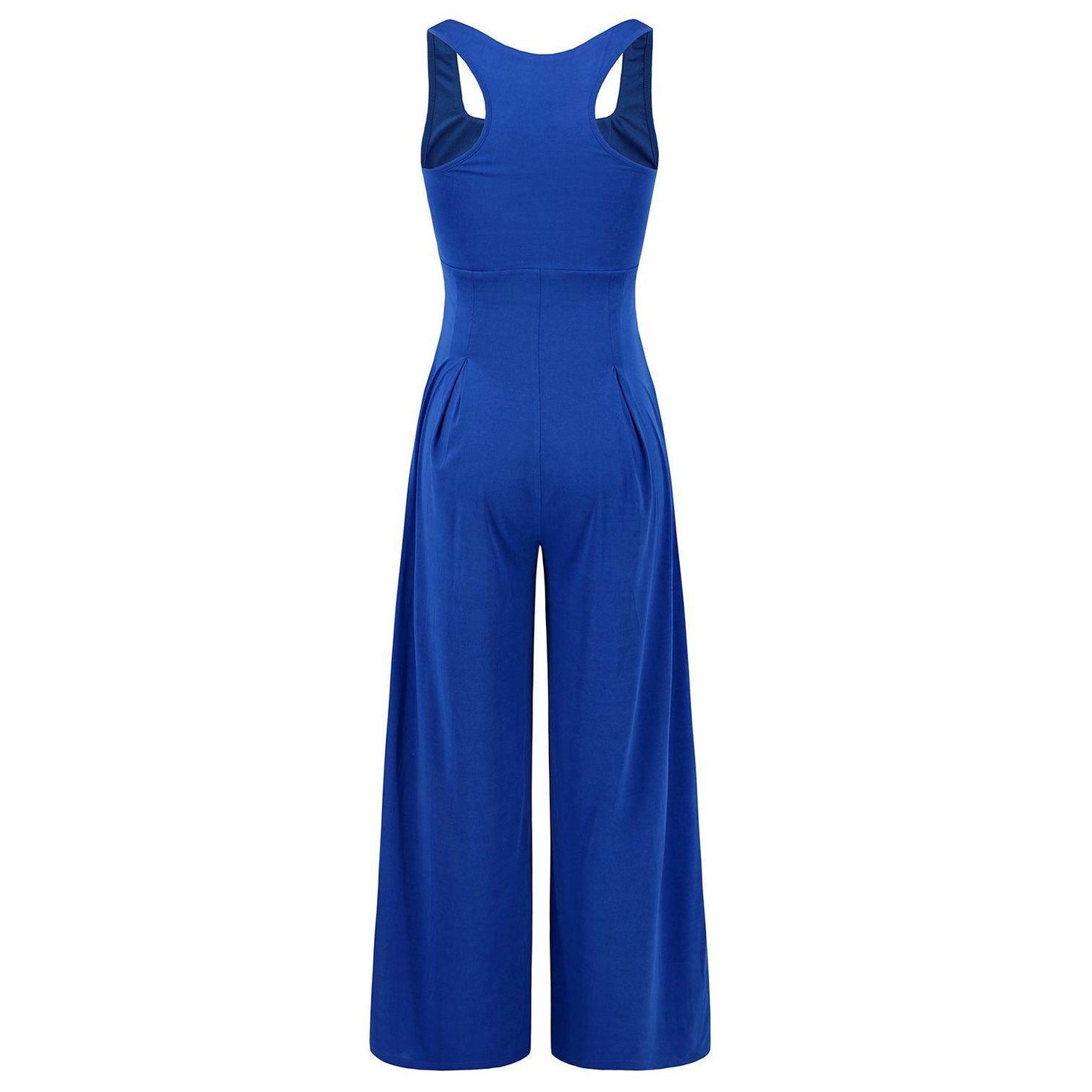 Square Neck Wide Strap Jumpsuit - VacationGrabs