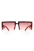 Sunglasses Square Oversize Flat Top Half Frame Sunglasses