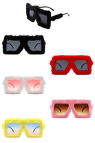 Sunglasses Square Oversize Fluffy Faux Fur Fashion Sunglasses