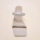 Let's See Style Women's Square Toe Casual Heels in neutral color with minimalistic design