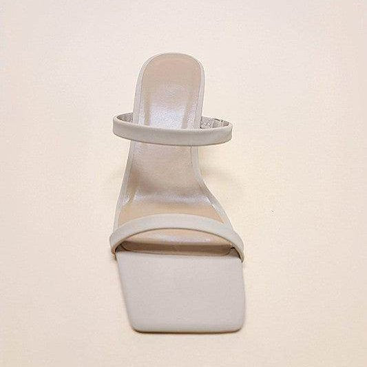 Let's See Style Women's Square Toe Casual Heels in neutral color with minimalistic design