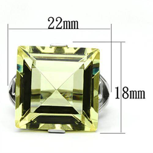 Square yellow gemstone ring for women featuring a large 22mm stone with a classic design
