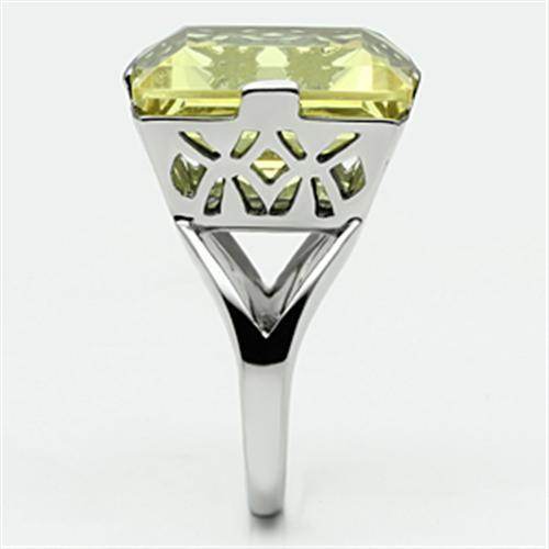 Square yellow gemstone ring for women in silver setting, featuring intricate design details