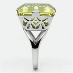 Square yellow gemstone ring for women in silver setting, featuring intricate design details