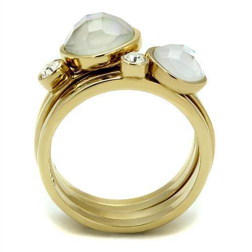 Elegant stackable gold rings for women featuring three gem accents for a stylish look