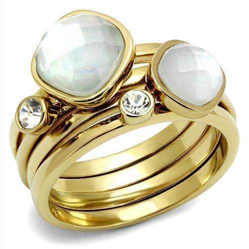 Stylish stackable gold rings for women featuring multiple gemstones and a modern design