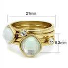 Elegant stackable gold rings for women featuring dual-shaped gemstones and sparkling accents