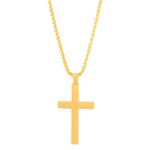 Gold stainless steel cross necklace for men featuring a sturdy chain and modern design