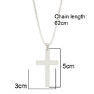VacationGrabs stainless steel cross necklace with 62cm chain length and large cross pendant
