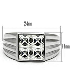 VacationGrabs stainless steel crystal ring featuring four square crystals and a sleek design