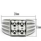 VacationGrabs stainless steel crystal ring featuring four square crystals and a sleek design