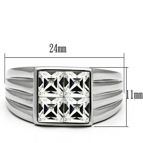 VacationGrabs stainless steel crystal ring featuring four square crystals and a sleek design