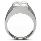 VacationGrabs stainless steel crystal ring featuring elegant design with two clear crystals
