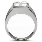 VacationGrabs stainless steel crystal ring featuring elegant design with two clear crystals