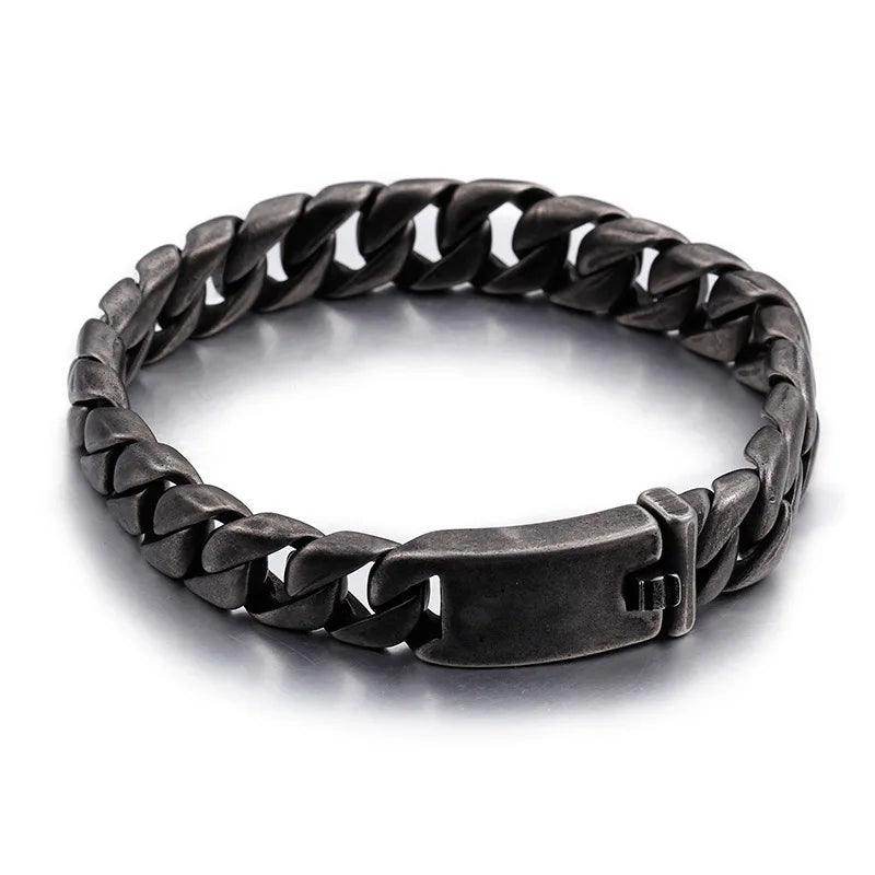 Stylish stainless steel Cuban chain bracelet for men with a durable clasp and sleek design