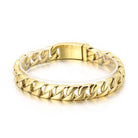 VacationGrabs stainless steel Cuban chain bracelet in gold finish for stylish men's jewelry