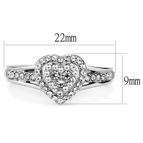 Women's stainless steel heart crystal ring, elegant design for special occasions