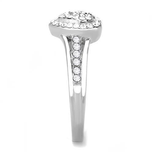 Women's stainless steel heart crystal ring, elegant for special occasions