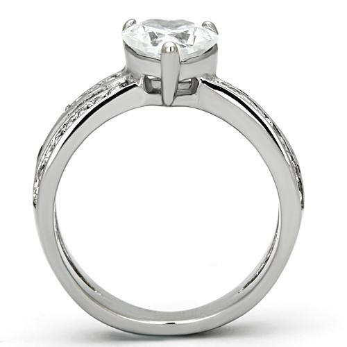 Women's stainless steel heart cz ring, elegant and timeless design