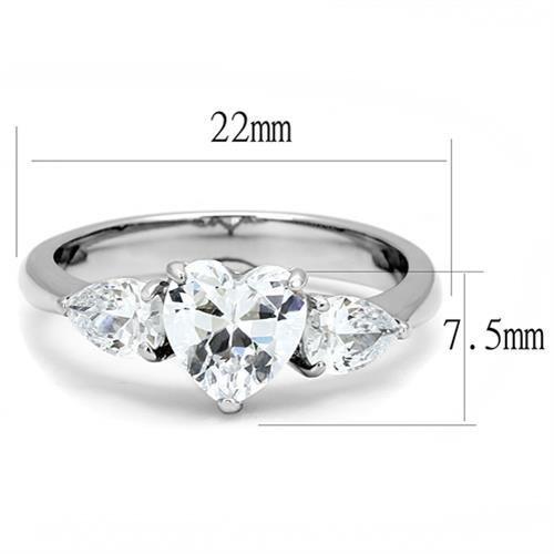 Women's stainless steel heart cz ring for elegant occasions
