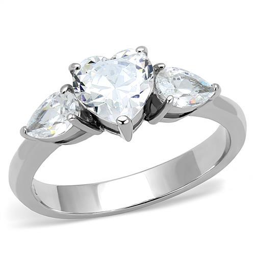 Women's stainless steel heart cz ring with sparkling gems for elegant occasions