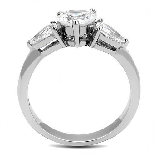 Women's stainless steel heart cz ring, elegant design for everyday wear