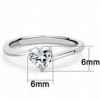 Women's stainless steel heart ring, elegant design with clear stone