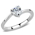 Women's stainless steel heart ring with a sparkling clarity