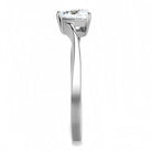 Women's stainless steel heart ring with sparkling stone, elegant accessory