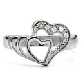 women's stainless steel heart ring with sparkling details for everyday wear