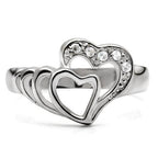 women's stainless steel heart ring with sparkling details for everyday wear