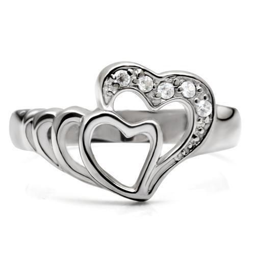 women's stainless steel heart ring with sparkling details for everyday wear