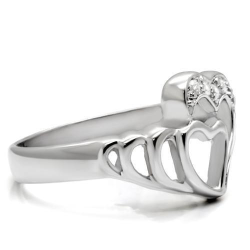Women's stainless steel heart ring, shiny finish and elegant design