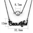 Stainless steel personalized jewelry necklace featuring the word Beautiful with a pearl accent