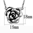Stainless steel rose necklace with a detailed floral pendant and chain length for women's jewelry