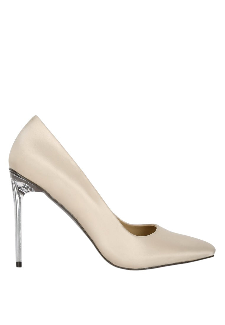 Stakes Clear High Heel Satin Pump Heels