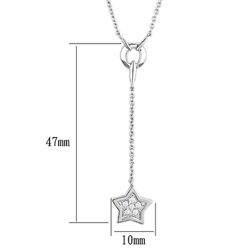 Silver star drop necklace for vacation outfits featuring a sparkling star pendant