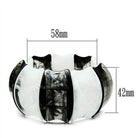 Stylish statement bracelets for women in black and white swirl design, measuring 58mm by 42mm