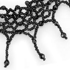 Elegant black statement choker necklace for women featuring intricate beaded design