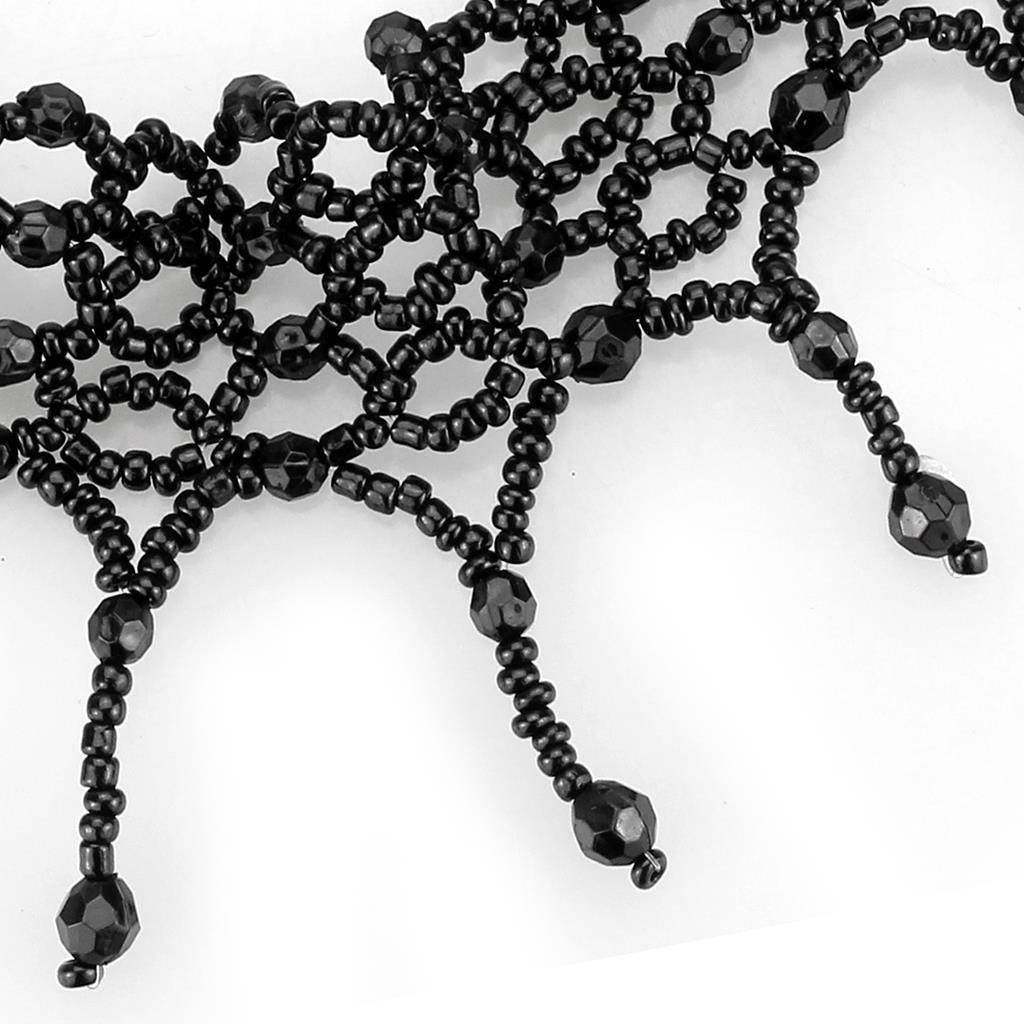 Elegant black statement choker necklace for women featuring intricate beaded design